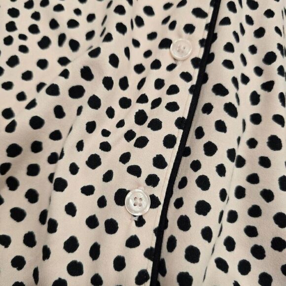 Kate Spade Pajama Top Womens XL Pink Polka Dot Notch Collar Short Sleeve Stretch - Picture 6 of 8